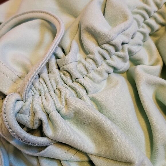 Women's drawstring ruched sides mini dress, super soft, mint green, S - Picture 9 of 9